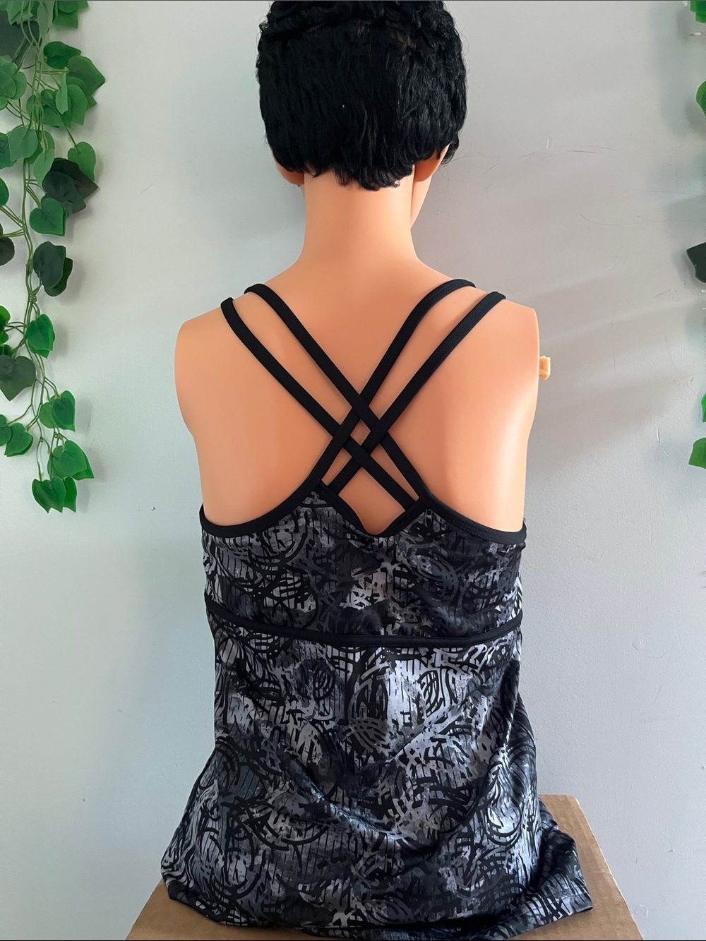 Champion Black & Gray Strapless-Style Crisscross Back Dress